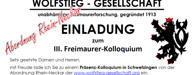 Einladung Kollquium Schwetzingen III 16. Juli 2022