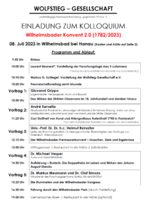 EINLADUNG ZUM KOLLOQUIUM Wilhelmsbader Konvent 2.0 (1782/2023)